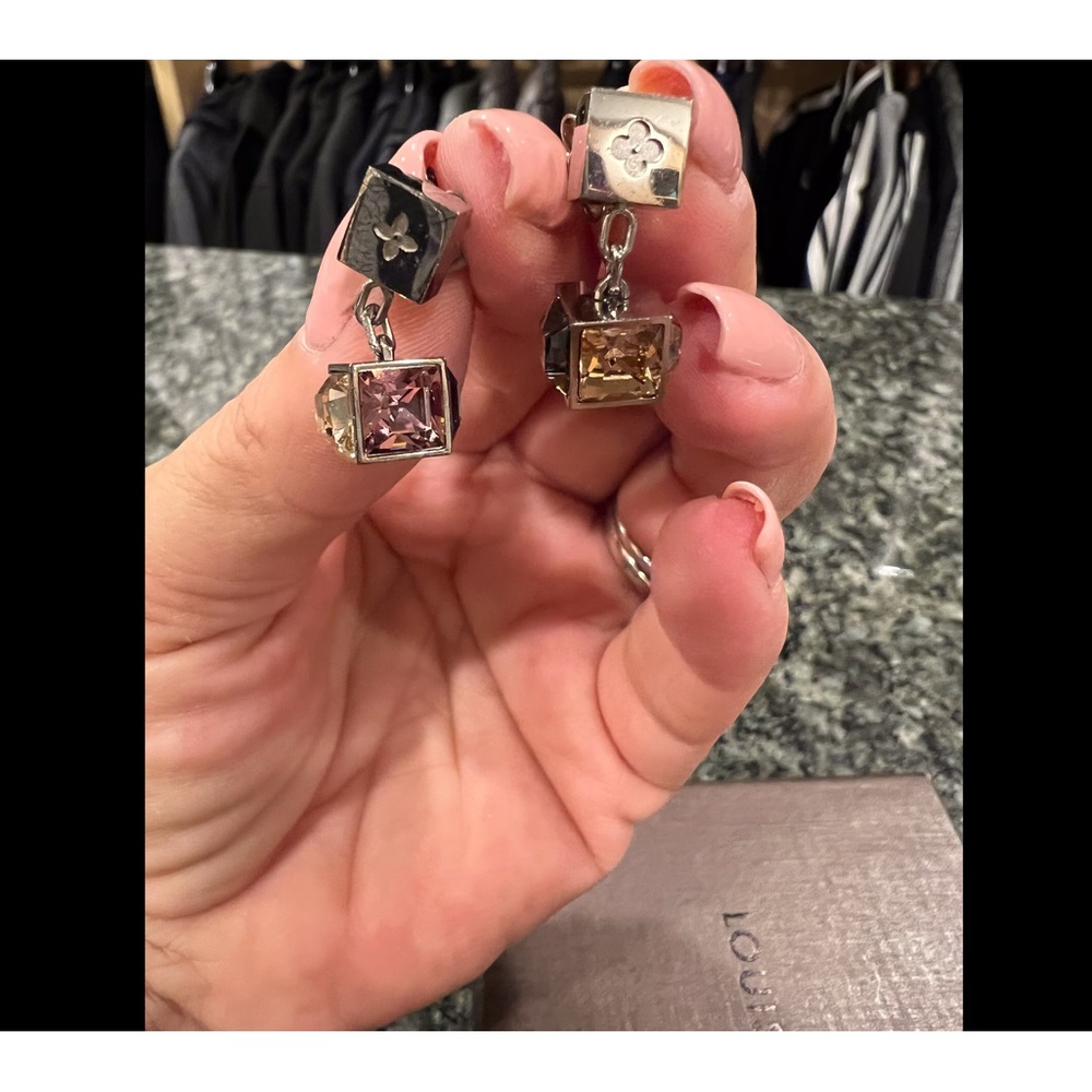 Authentic Louis Vuitton Collier gamble earrings. Multi color stones.